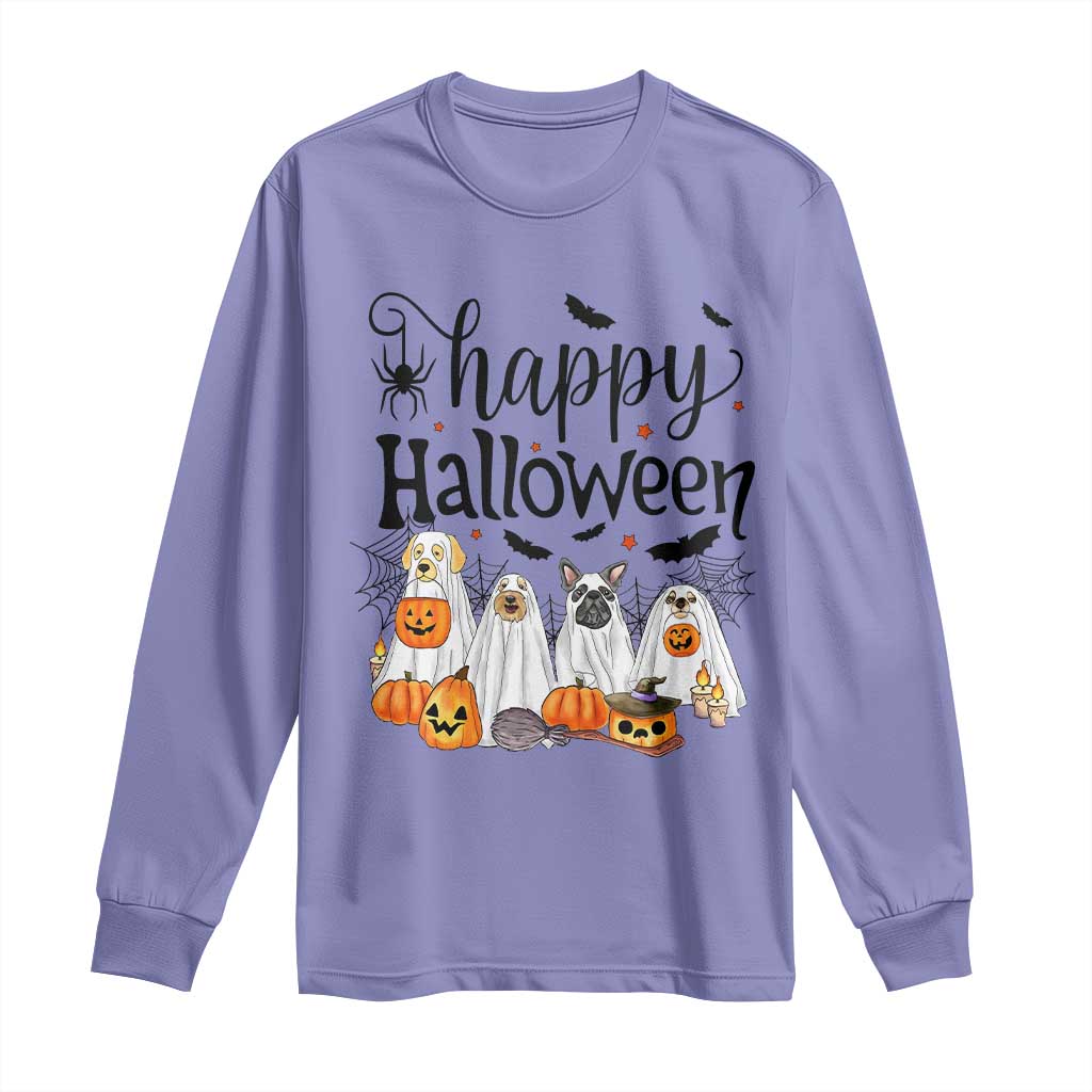 Happy Halloween Dog Ghost Spooky Season Long Sleeve Shirt - Wonder Print Shop