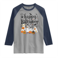 Happy Halloween Dog Ghost Spooky Season Raglan Shirt - Wonder Print Shop