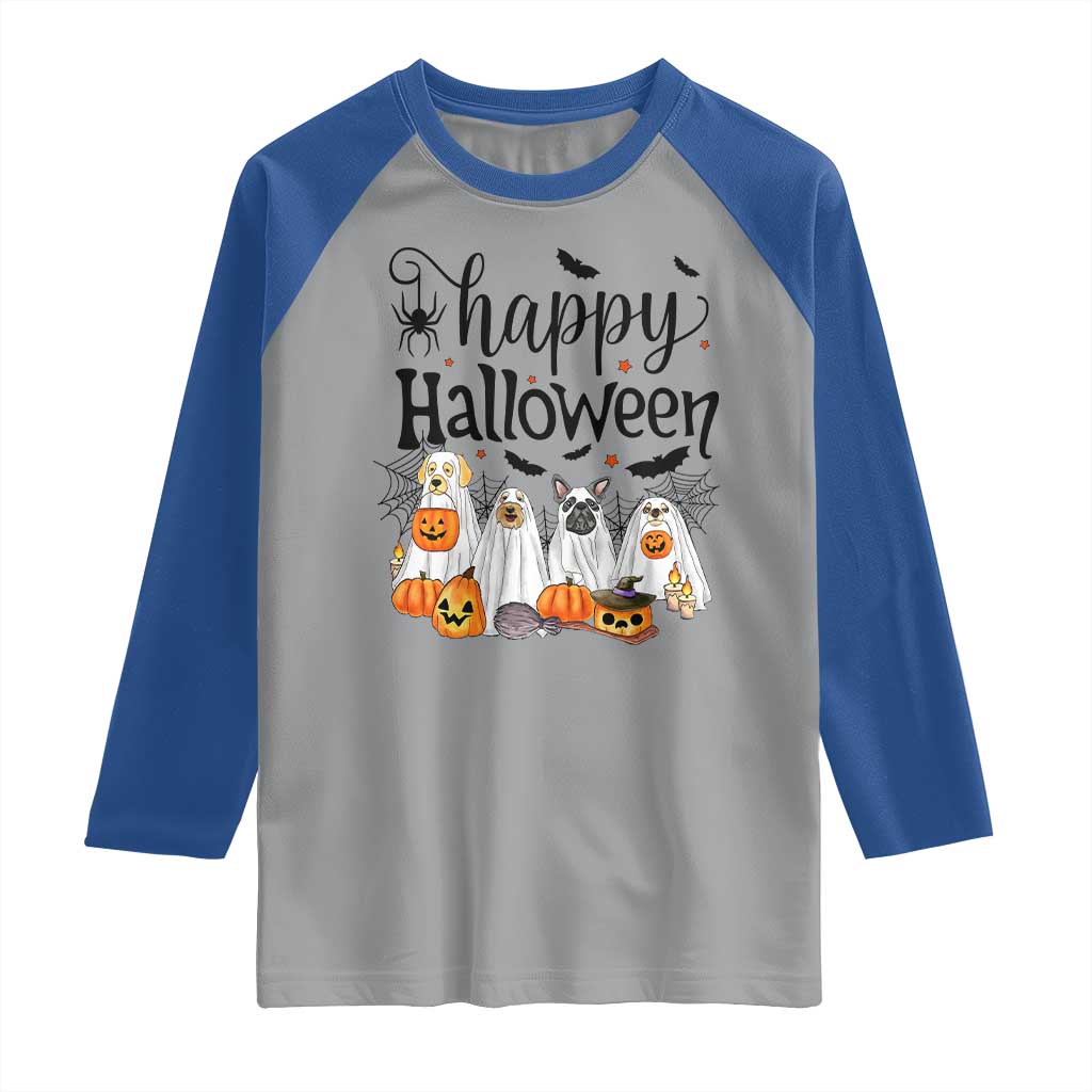 Happy Halloween Dog Ghost Spooky Season Raglan Shirt - Wonder Print Shop