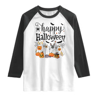 Happy Halloween Dog Ghost Spooky Season Raglan Shirt - Wonder Print Shop