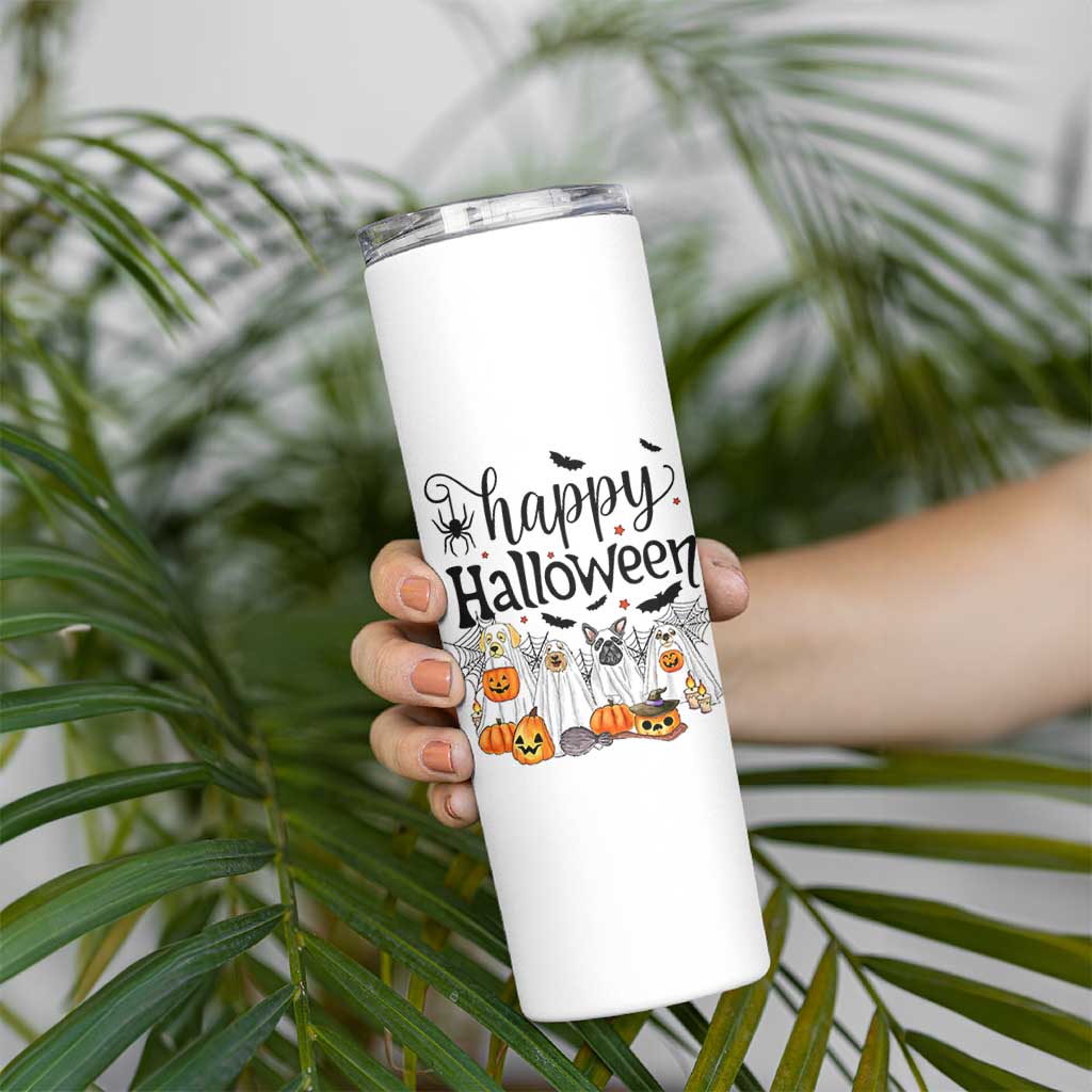 Happy Halloween Dog Ghost Spooky Season Skinny Tumbler - Wonder Print Shop