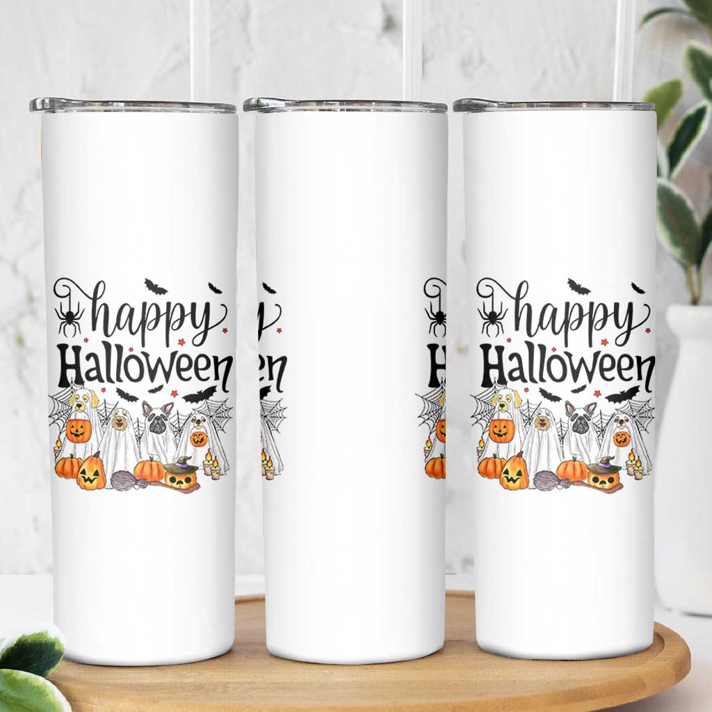 Happy Halloween Dog Ghost Spooky Season Skinny Tumbler - Wonder Print Shop