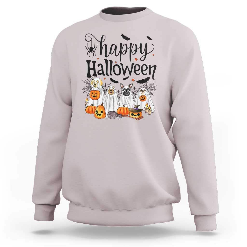 Happy Halloween Dog Ghost Spooky Season Sweatshirt - Wonder Print Shop