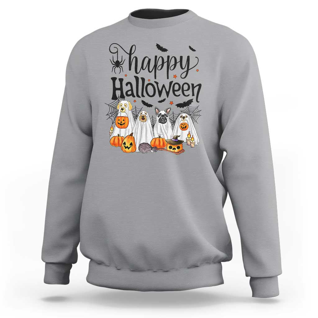 Happy Halloween Dog Ghost Spooky Season Sweatshirt - Wonder Print Shop