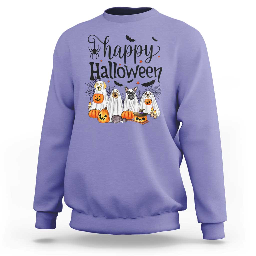 Happy Halloween Dog Ghost Spooky Season Sweatshirt - Wonder Print Shop