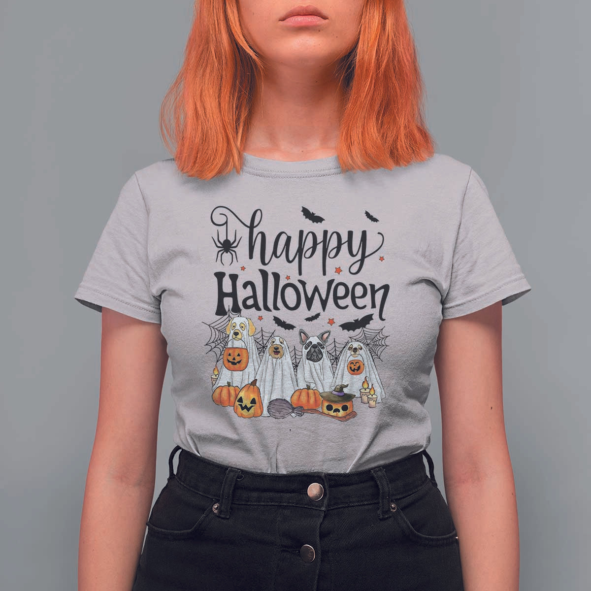 Happy Halloween Dog Ghost Spooky Season T Shirt For Women - Wonder Print Shop