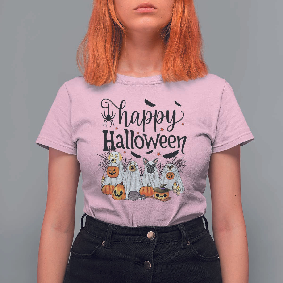 Happy Halloween Dog Ghost Spooky Season T Shirt For Women - Wonder Print Shop