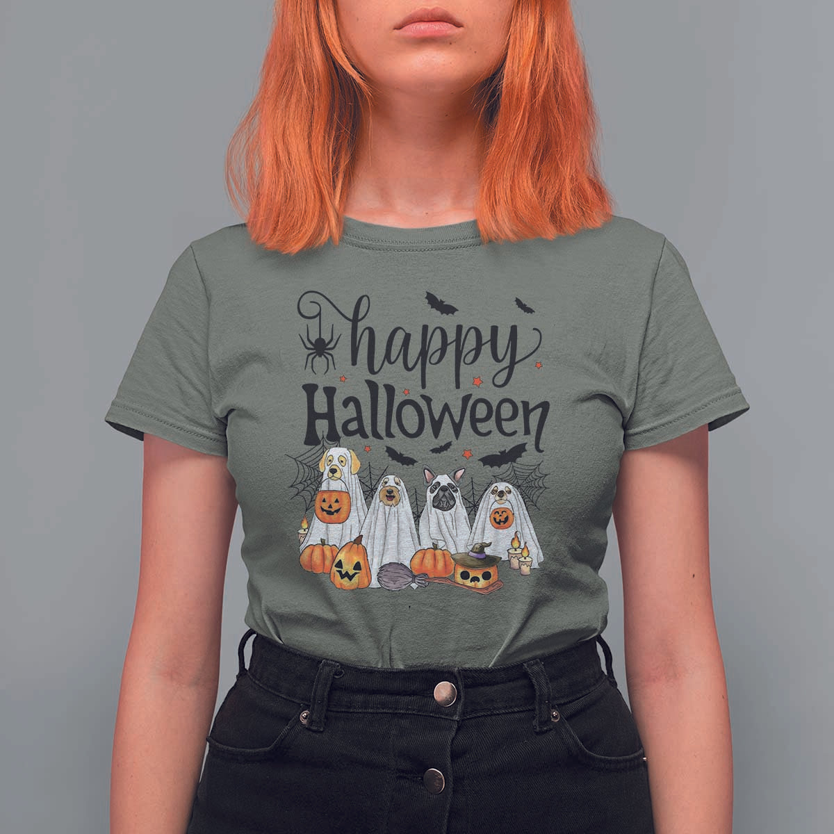 Happy Halloween Dog Ghost Spooky Season T Shirt For Women - Wonder Print Shop