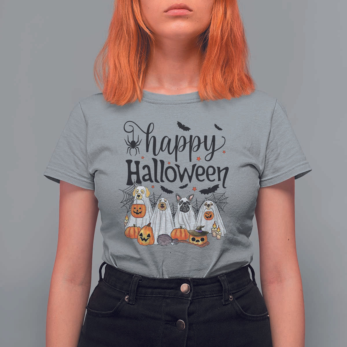 Happy Halloween Dog Ghost Spooky Season T Shirt For Women - Wonder Print Shop
