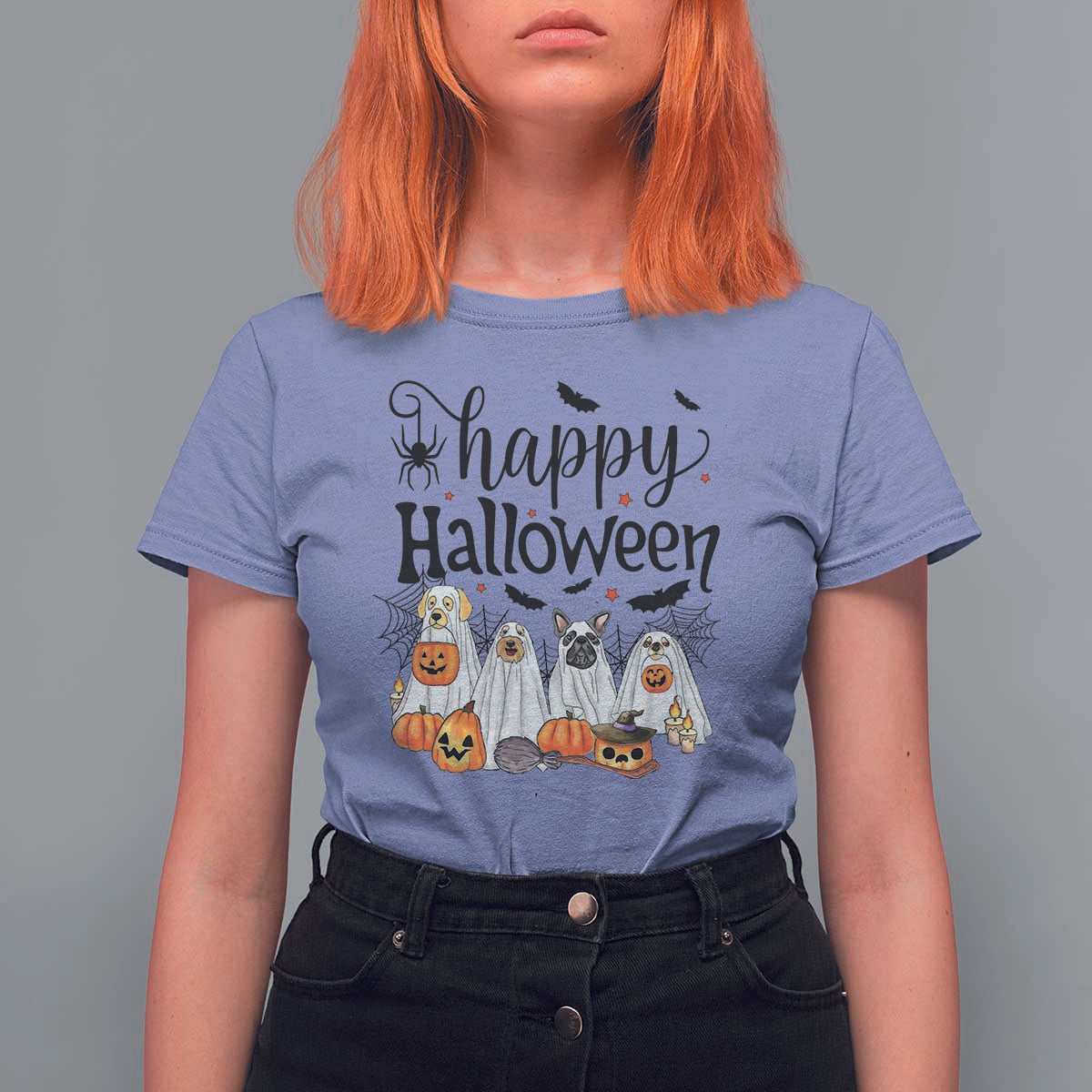 Happy Halloween Dog Ghost Spooky Season T Shirt For Women - Wonder Print Shop