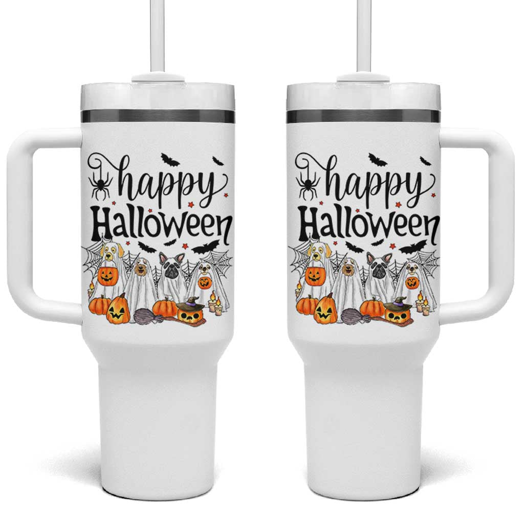 Happy Halloween Dog Ghost Spooky Season Tumbler With Handle - Wonder Print Shop