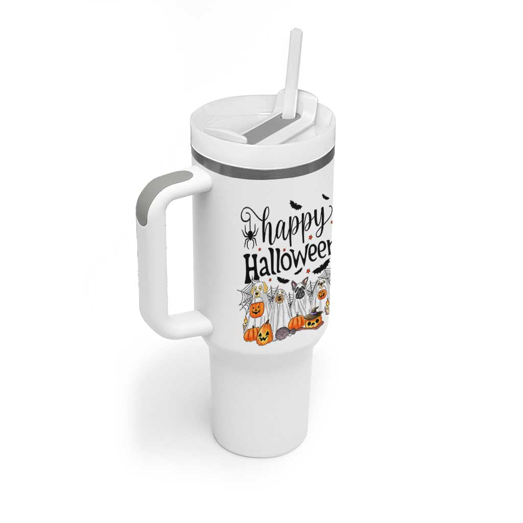 Happy Halloween Dog Ghost Spooky Season Tumbler With Handle - Wonder Print Shop