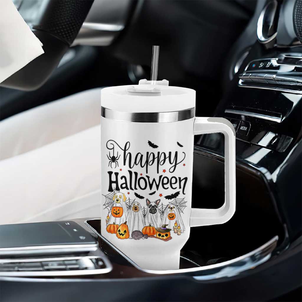 Happy Halloween Dog Ghost Spooky Season Tumbler With Handle - Wonder Print Shop