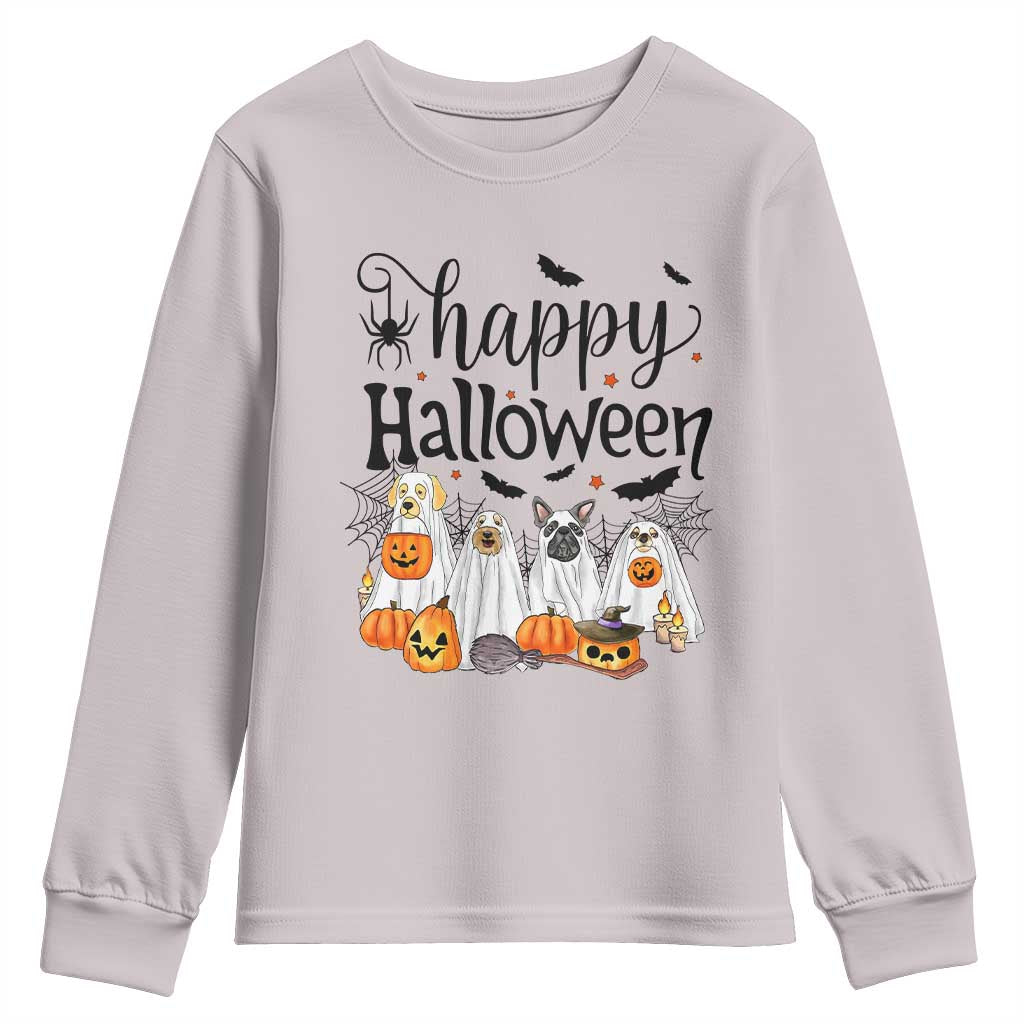 Happy Halloween Dog Ghost Spooky Season Youth Sweatshirt - Wonder Print Shop