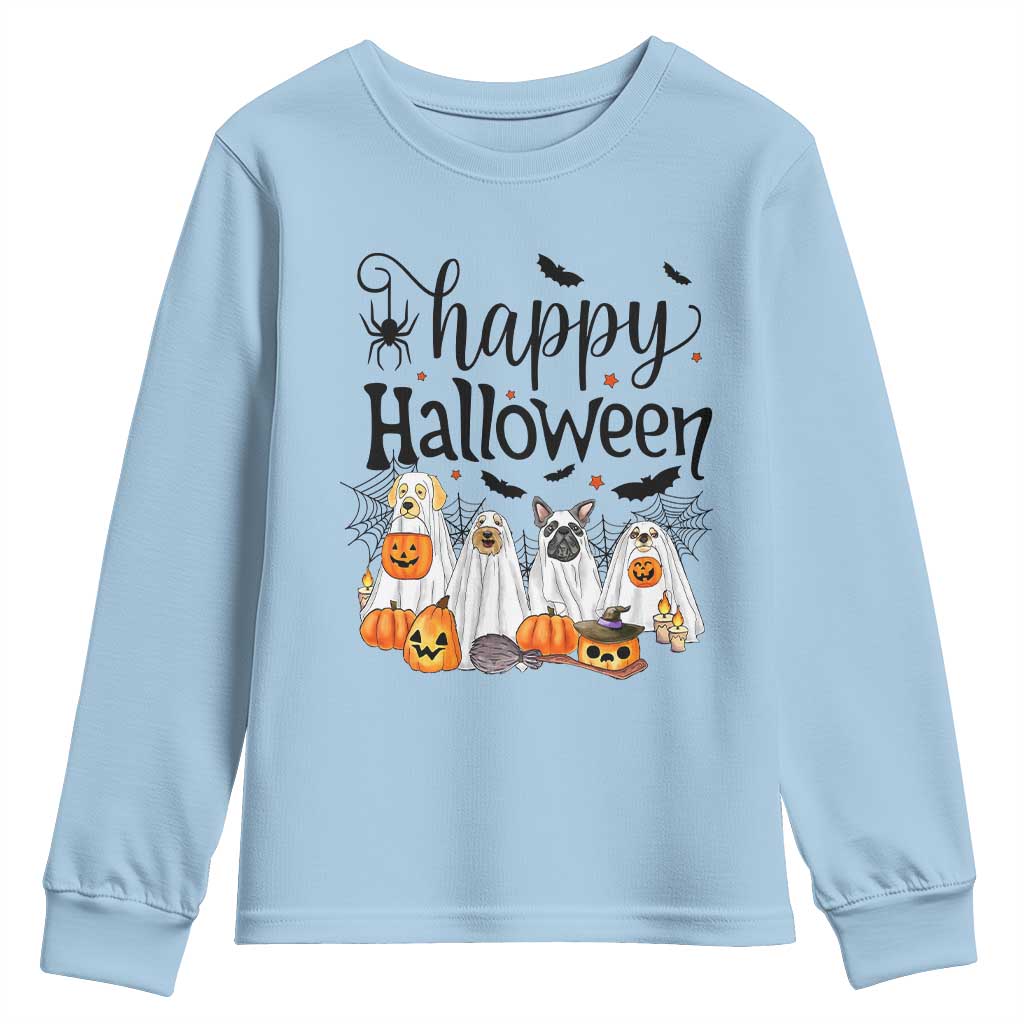 Happy Halloween Dog Ghost Spooky Season Youth Sweatshirt - Wonder Print Shop