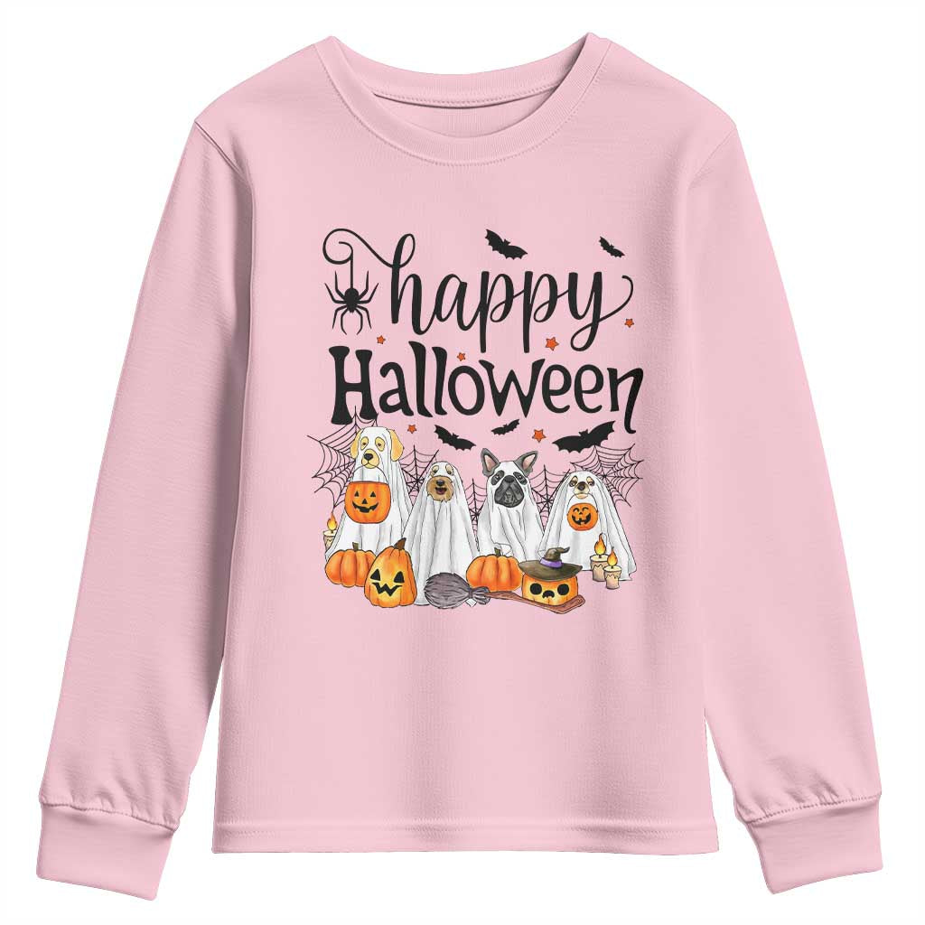 Happy Halloween Dog Ghost Spooky Season Youth Sweatshirt - Wonder Print Shop