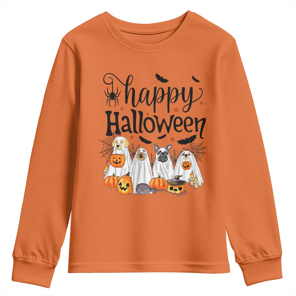 Happy Halloween Dog Ghost Spooky Season Youth Sweatshirt - Wonder Print Shop