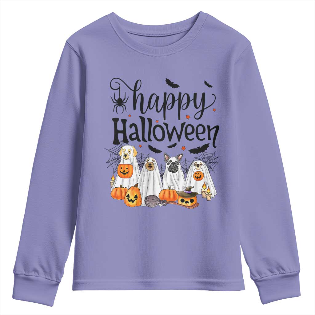 Happy Halloween Dog Ghost Spooky Season Youth Sweatshirt - Wonder Print Shop