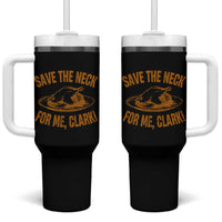 Funny Save The Neck For Me Clark Tumbler With Handle Turkey Thanksgiving Christmas Dinner - Wonder Print Shop