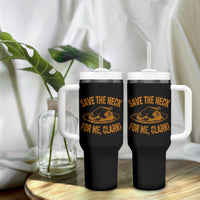 Funny Save The Neck For Me Clark Tumbler With Handle Turkey Thanksgiving Christmas Dinner - Wonder Print Shop