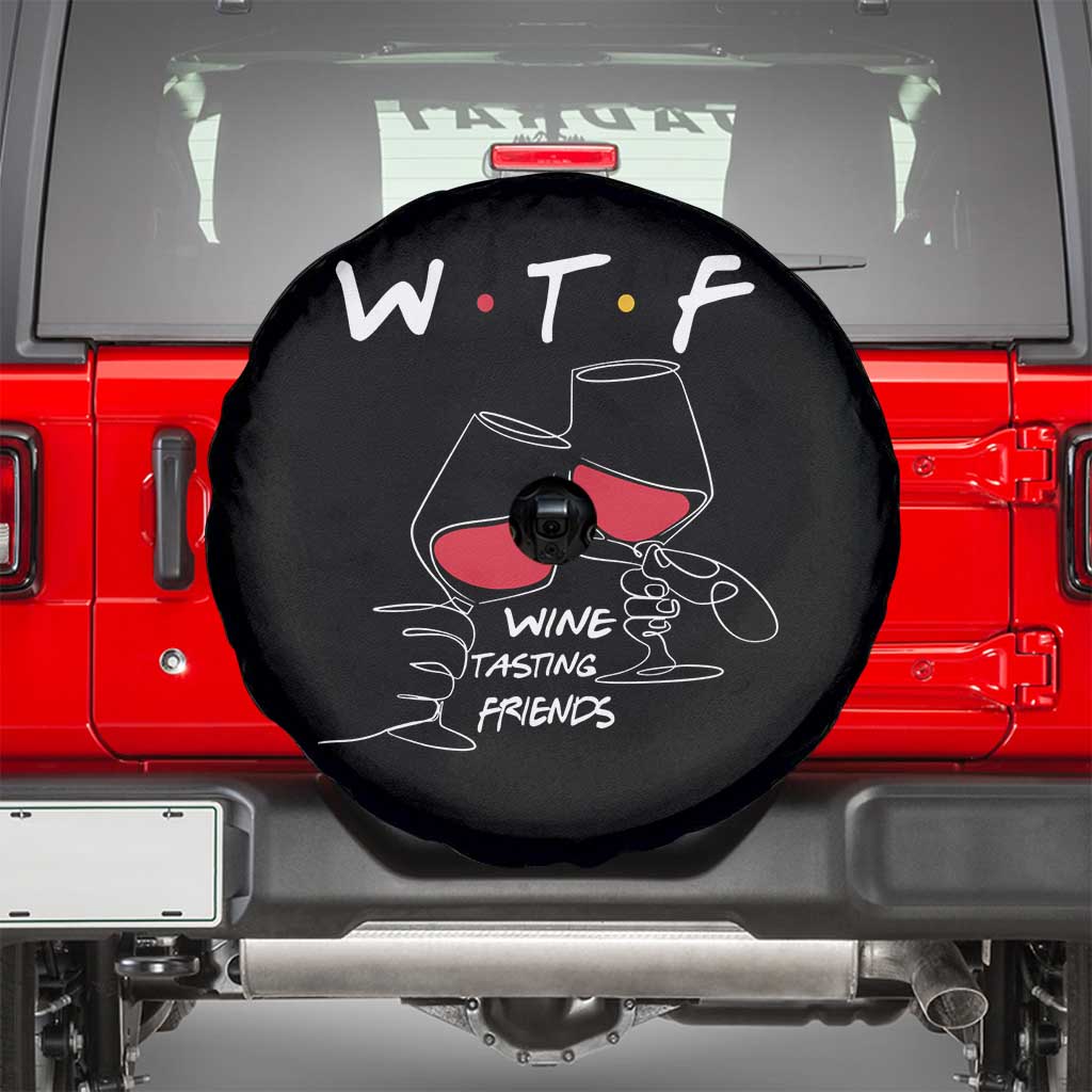 Funny Thanksgiving Friendsgiving Spare Tire Cover WTF Wine Tasting Friends - Wonder Print Shop