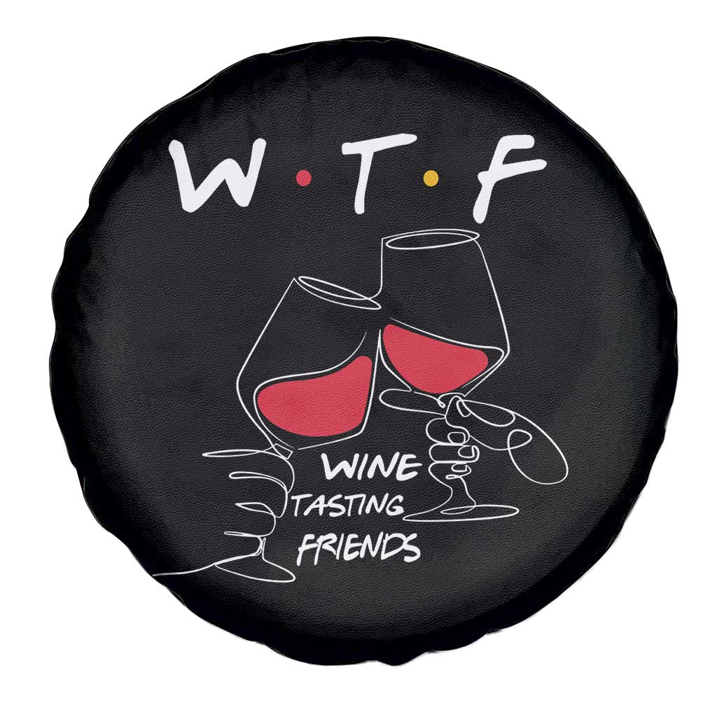 Funny Thanksgiving Friendsgiving Spare Tire Cover WTF Wine Tasting Friends - Wonder Print Shop
