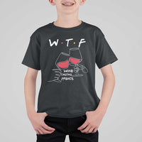 Funny Thanksgiving Friendsgiving T Shirt For Kid WTF Wine Tasting Friends - Wonder Print Shop