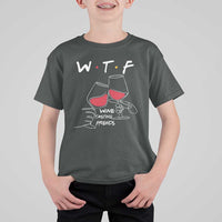 Funny Thanksgiving Friendsgiving T Shirt For Kid WTF Wine Tasting Friends - Wonder Print Shop