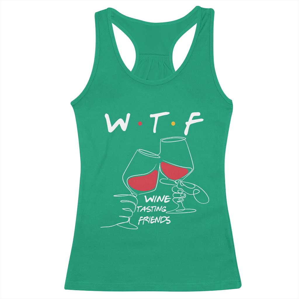 Funny Thanksgiving Friendsgiving Racerback Tank Top WTF Wine Tasting Friends - Wonder Print Shop