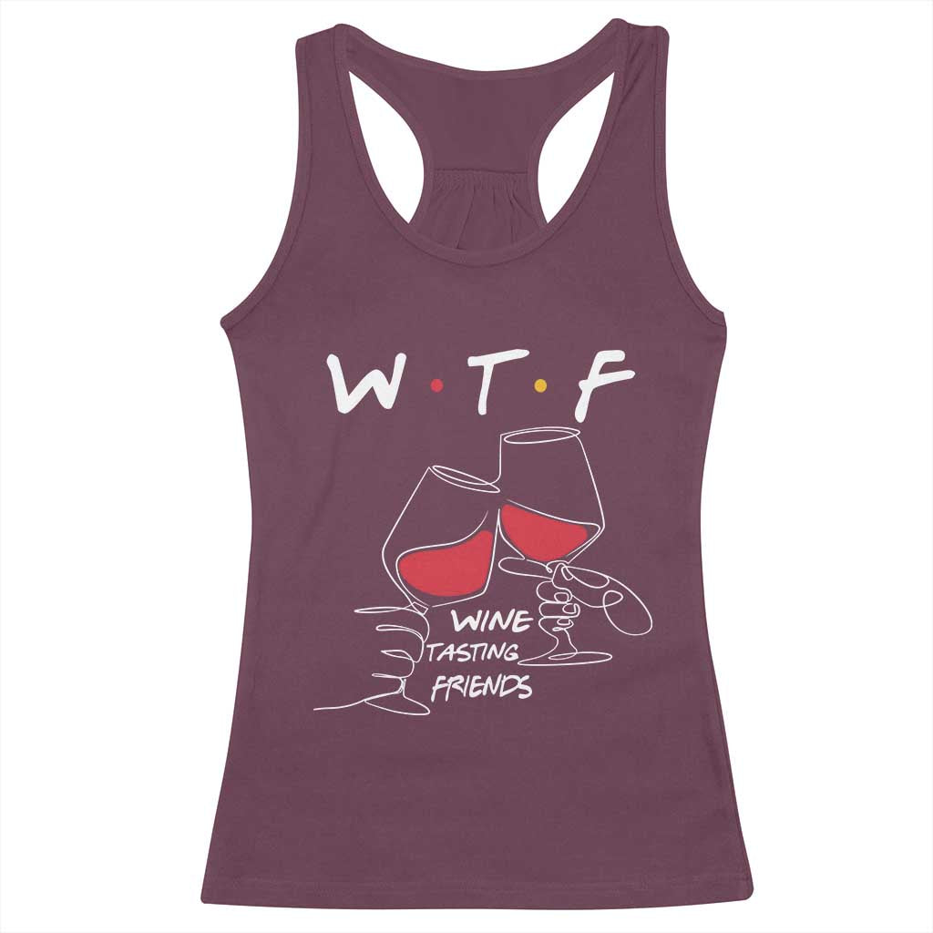 Funny Thanksgiving Friendsgiving Racerback Tank Top WTF Wine Tasting Friends - Wonder Print Shop
