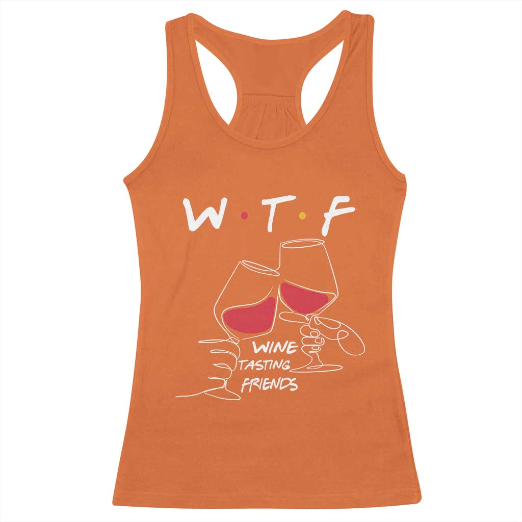 Funny Thanksgiving Friendsgiving Racerback Tank Top WTF Wine Tasting Friends - Wonder Print Shop