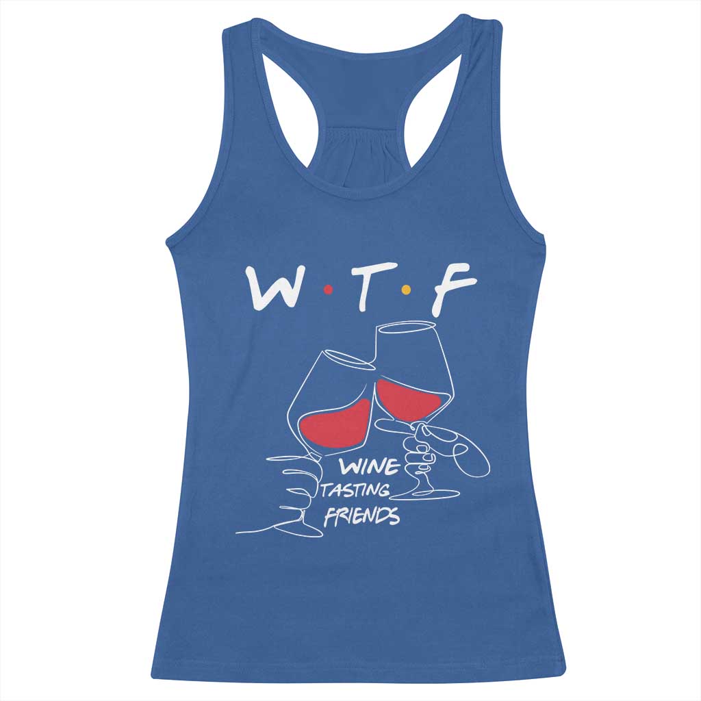 Funny Thanksgiving Friendsgiving Racerback Tank Top WTF Wine Tasting Friends - Wonder Print Shop