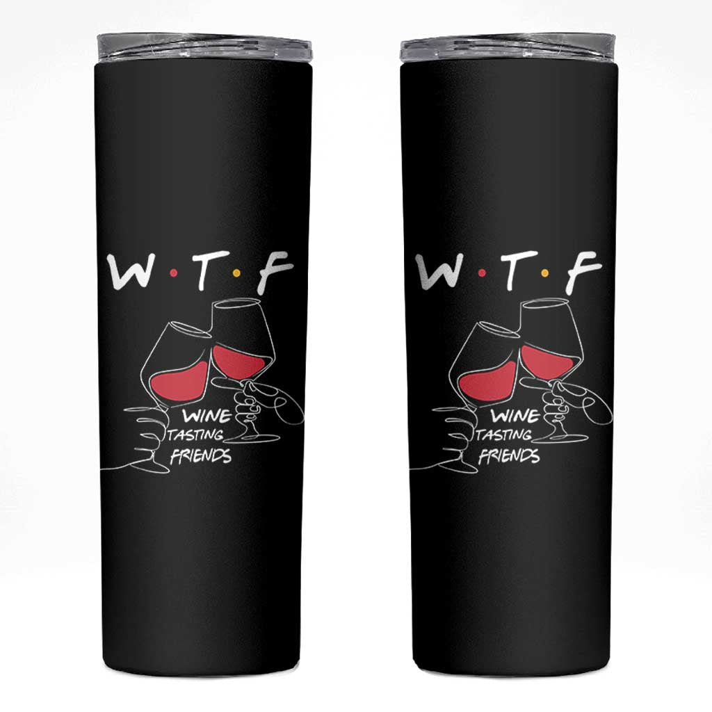 Funny Thanksgiving Friendsgiving Skinny Tumbler WTF Wine Tasting Friends - Wonder Print Shop