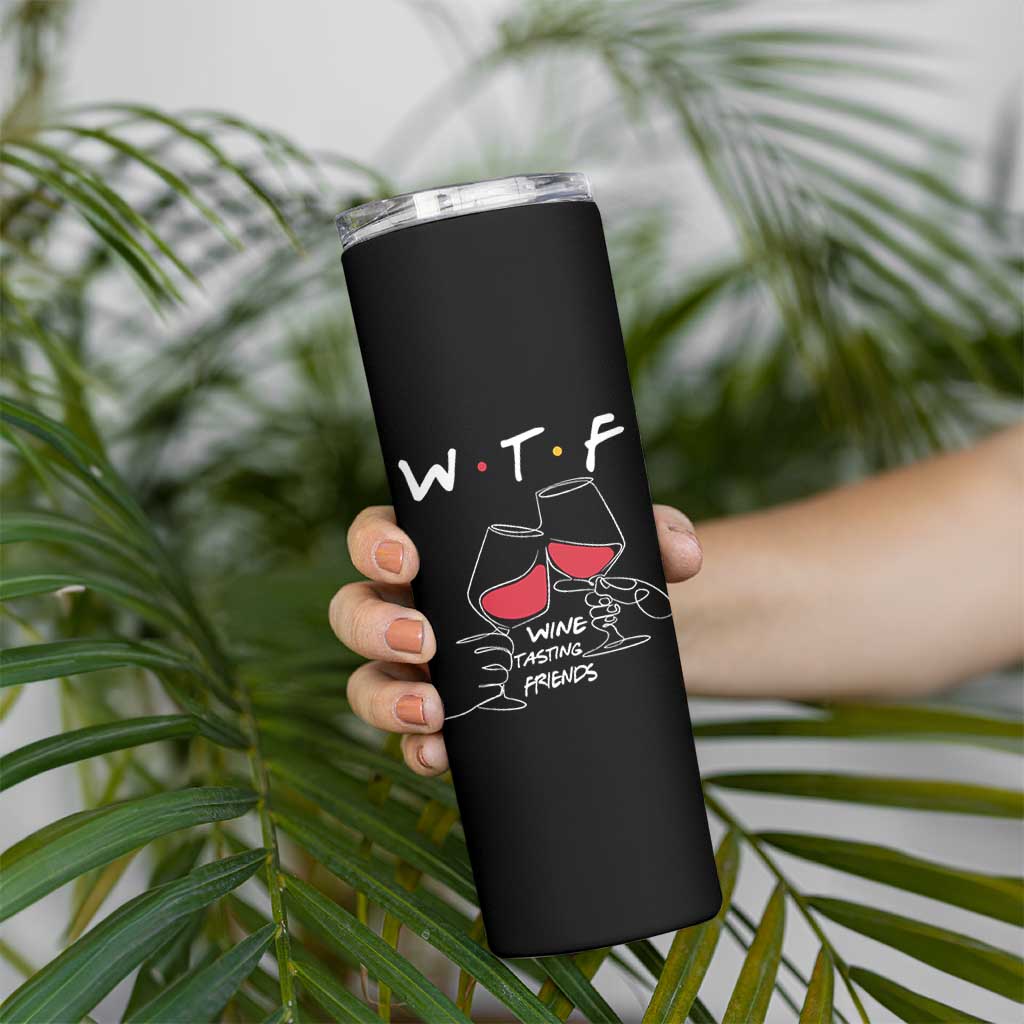 Funny Thanksgiving Friendsgiving Skinny Tumbler WTF Wine Tasting Friends - Wonder Print Shop