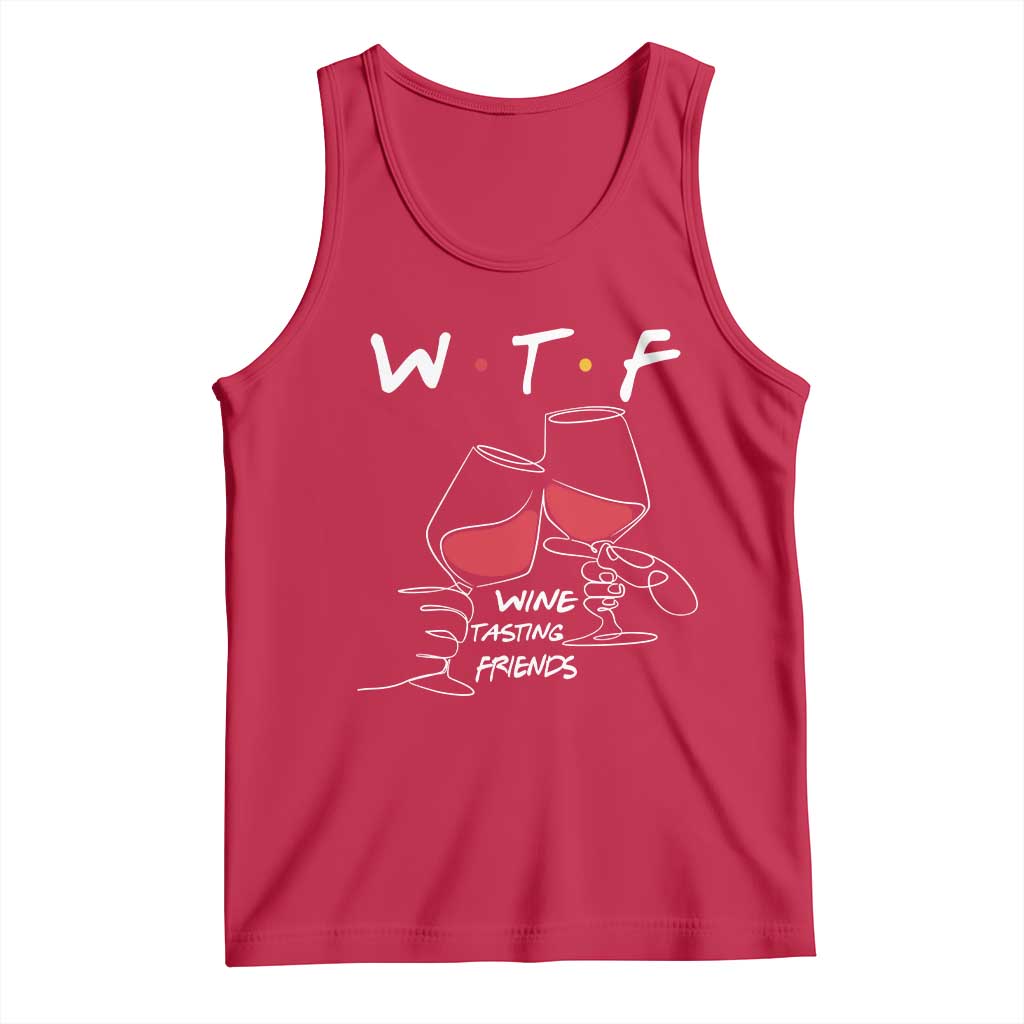 Funny Thanksgiving Friendsgiving Tank Top WTF Wine Tasting Friends - Wonder Print Shop