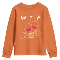 Funny Thanksgiving Friendsgiving Youth Sweatshirt WTF Wine Tasting Friends - Wonder Print Shop
