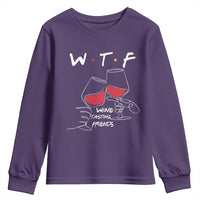 Funny Thanksgiving Friendsgiving Youth Sweatshirt WTF Wine Tasting Friends - Wonder Print Shop
