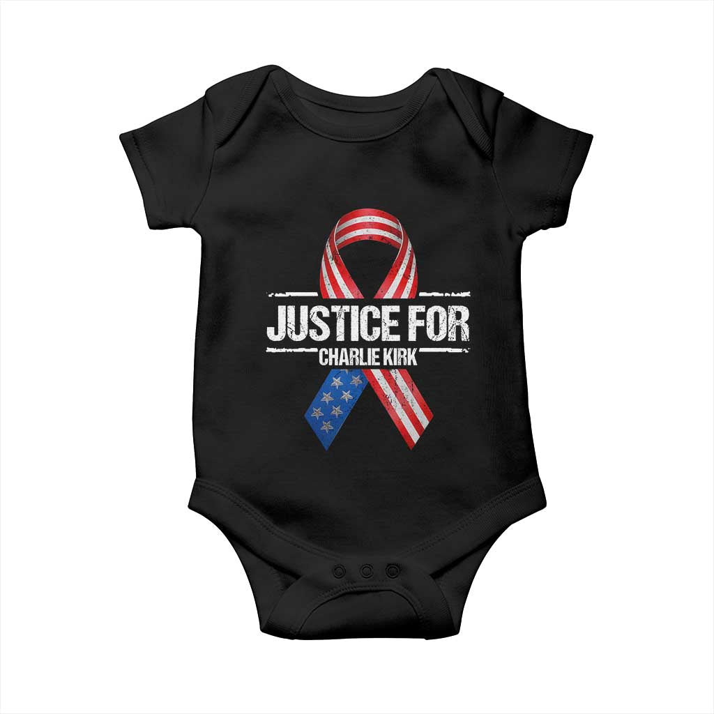 Justice For Charlie Kirk Baby Onesie Patriotic Tribute Human Rights Activist - Wonder Print Shop