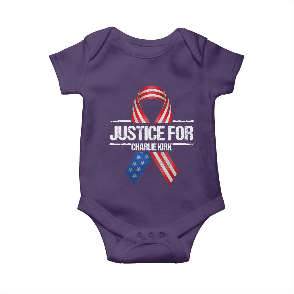 Justice For Charlie Kirk Baby Onesie Patriotic Tribute Human Rights Activist - Wonder Print Shop