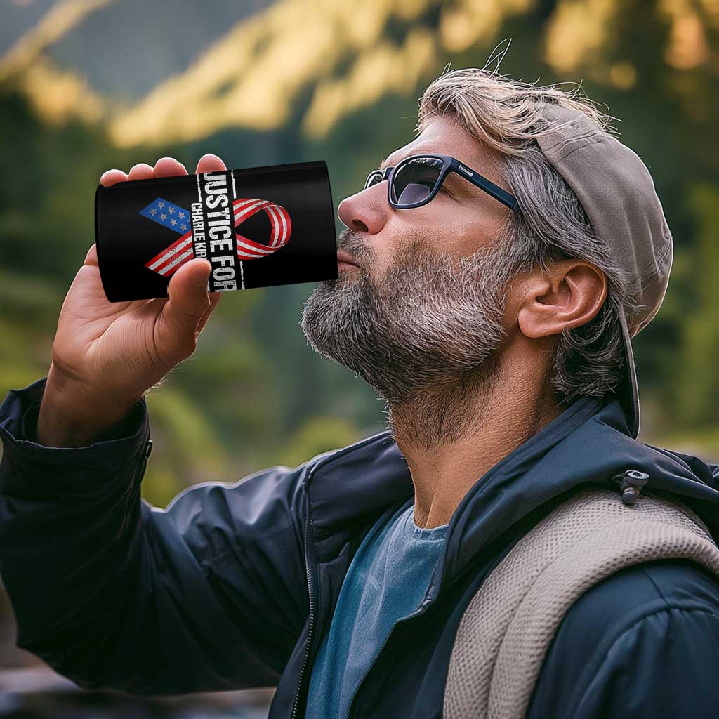 Justice For Charlie Kirk 4 in 1 Can Cooler Tumbler Patriotic Tribute Human Rights Activist - Wonder Print Shop