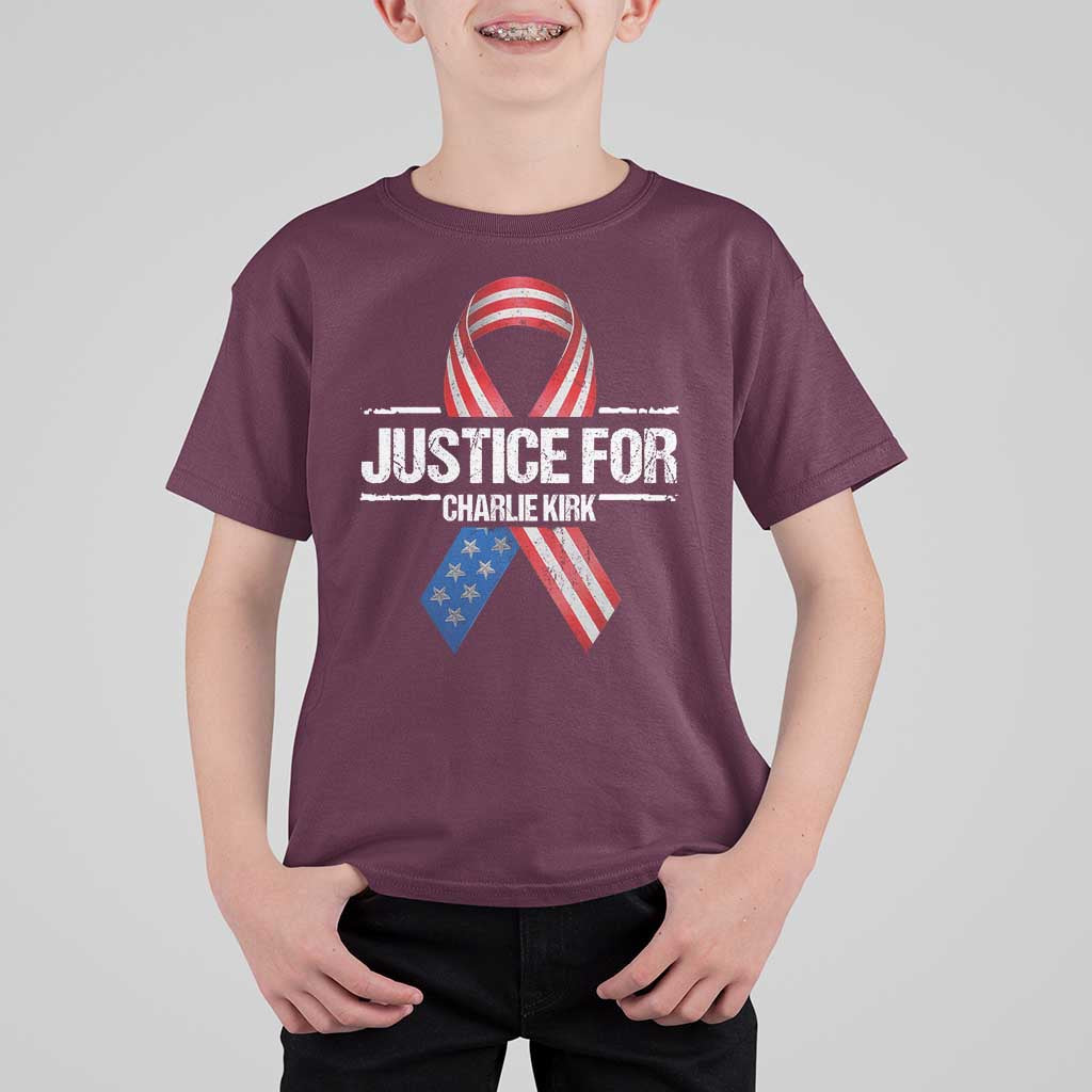 Justice For Charlie Kirk T Shirt For Kid Patriotic Tribute Human Rights Activist - Wonder Print Shop
