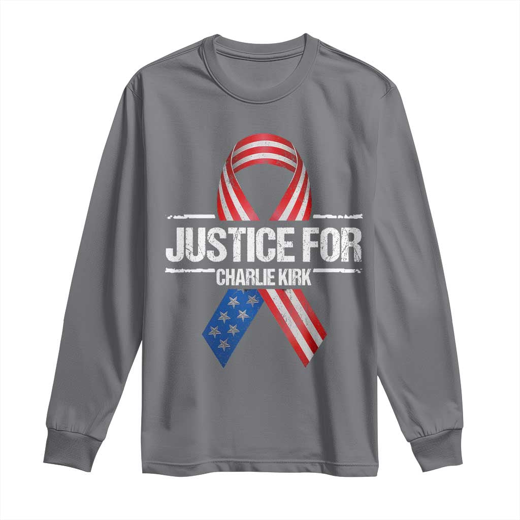 Justice For Charlie Kirk Long Sleeve Shirt Patriotic Tribute Human Rights Activist - Wonder Print Shop
