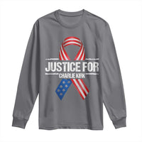 Justice For Charlie Kirk Long Sleeve Shirt Patriotic Tribute Human Rights Activist - Wonder Print Shop