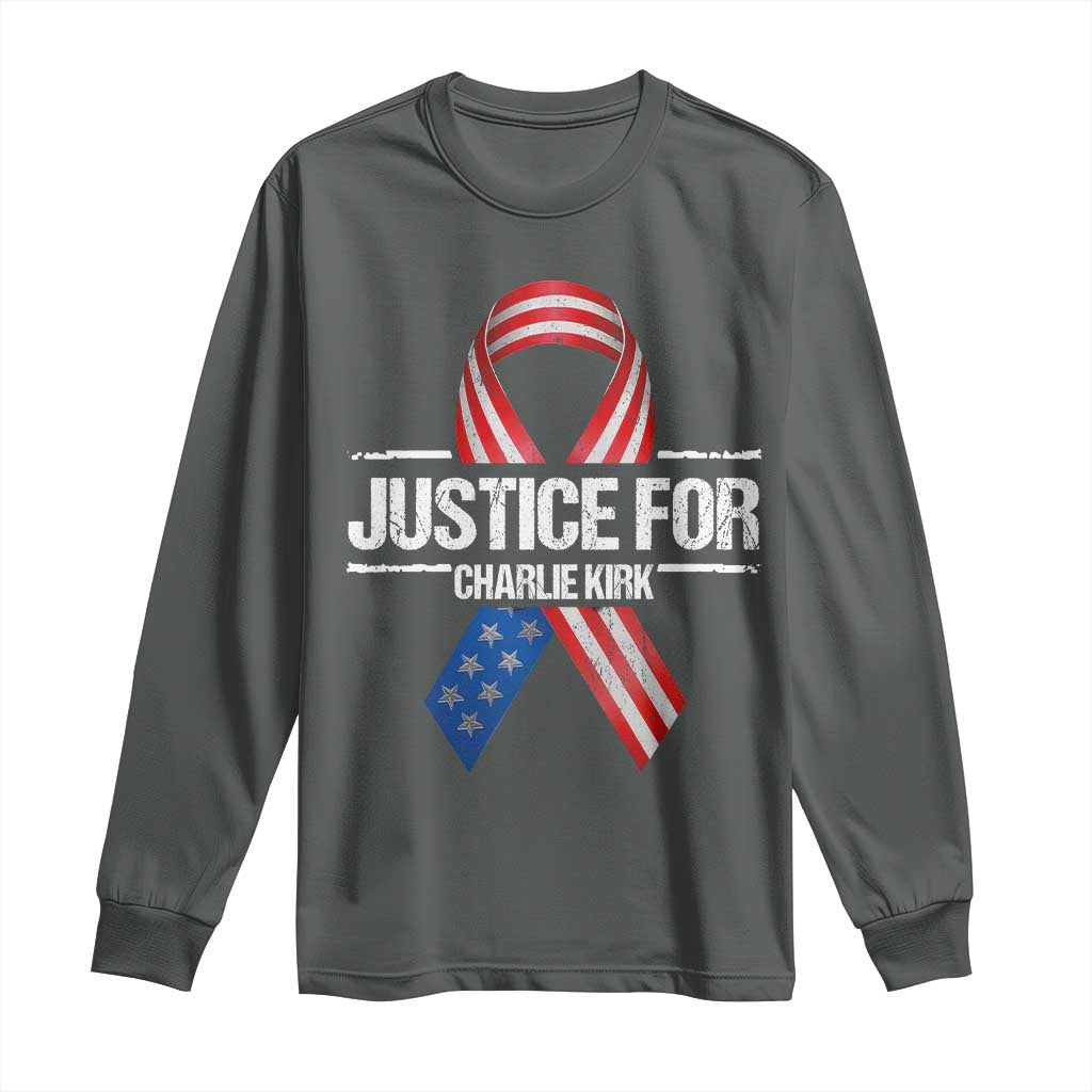 Justice For Charlie Kirk Long Sleeve Shirt Patriotic Tribute Human Rights Activist - Wonder Print Shop