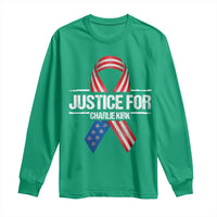 Justice For Charlie Kirk Long Sleeve Shirt Patriotic Tribute Human Rights Activist - Wonder Print Shop