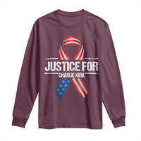 Justice For Charlie Kirk Long Sleeve Shirt Patriotic Tribute Human Rights Activist - Wonder Print Shop