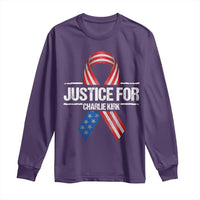 Justice For Charlie Kirk Long Sleeve Shirt Patriotic Tribute Human Rights Activist - Wonder Print Shop