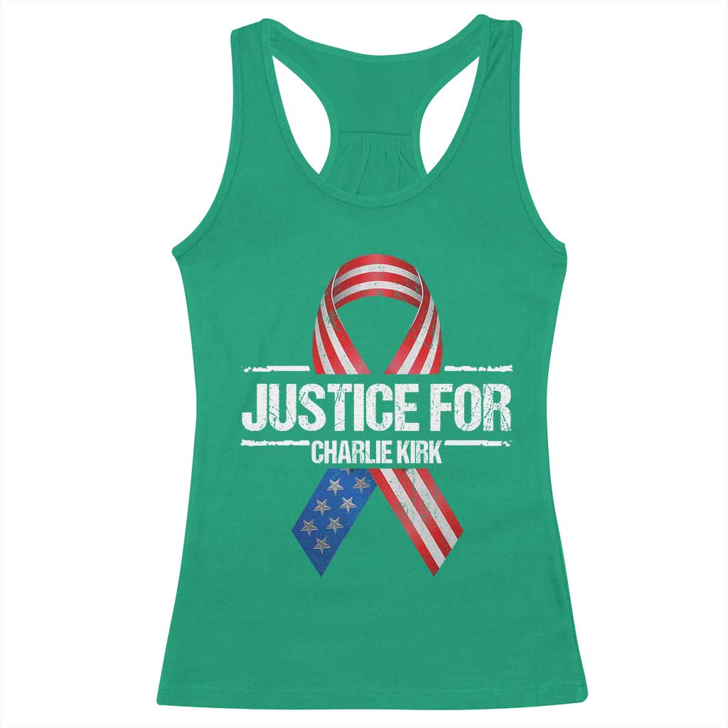 Justice For Charlie Kirk Racerback Tank Top Patriotic Tribute Human Rights Activist - Wonder Print Shop