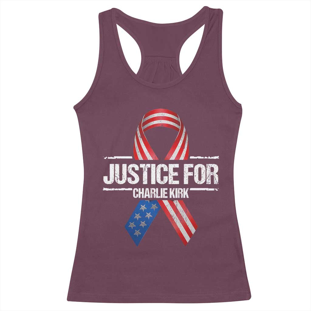 Justice For Charlie Kirk Racerback Tank Top Patriotic Tribute Human Rights Activist - Wonder Print Shop