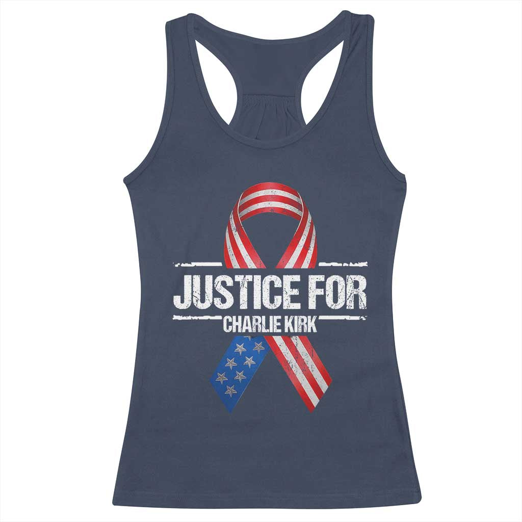 Justice For Charlie Kirk Racerback Tank Top Patriotic Tribute Human Rights Activist - Wonder Print Shop